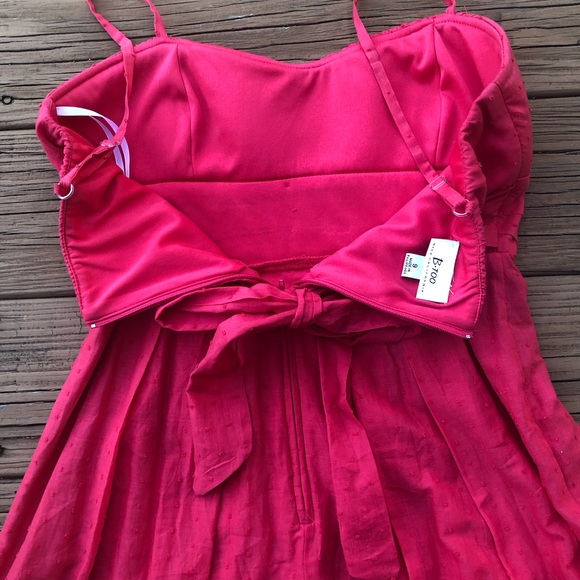 B.Too Coquette Barbiecore Coral Pink Tie Back Empire Waist Sleeveless Dress Sz 9 - Picture 3 of 4